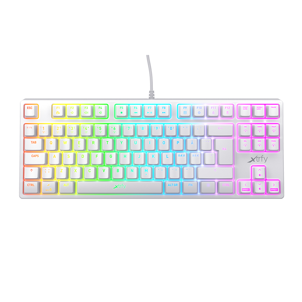  XTRFY K4 TKL RGB WHITE, KAILH RED RGB SWITCH, RGB LED, EN/TH